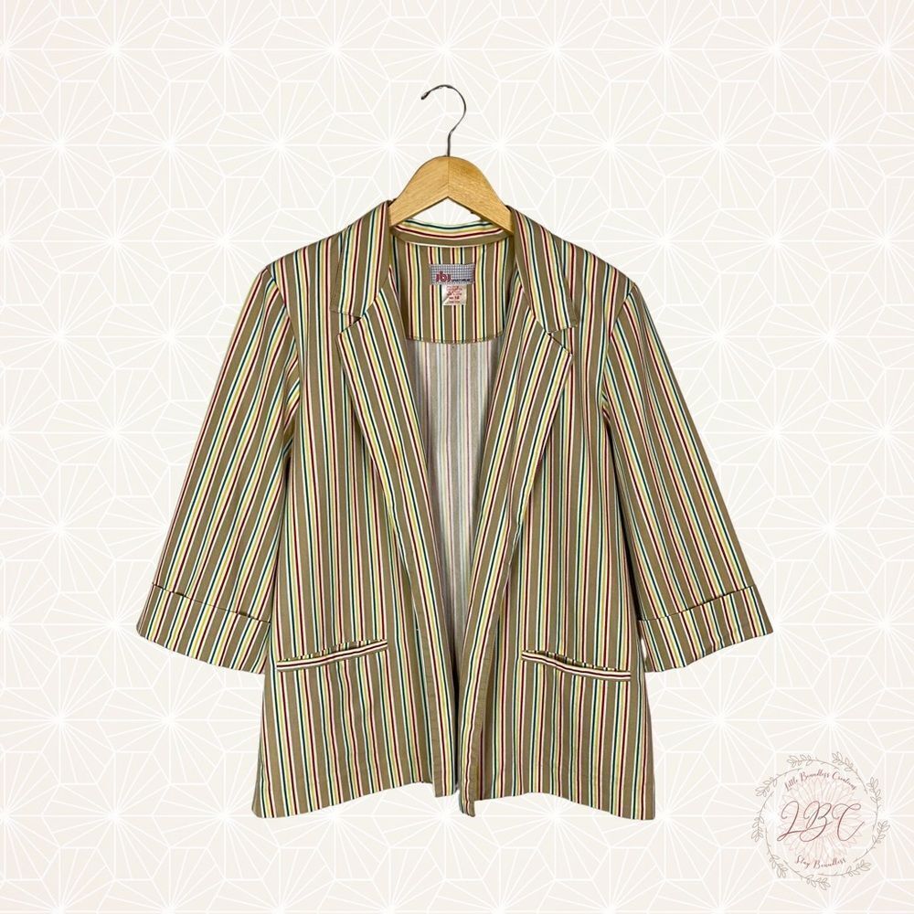 JBJ Sportswear Candy Stripe 80s Vintage Blazer 3/4 Sleeve Aesthetic Retro
